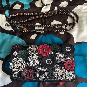 Coach Dinky In Glovetanned Leather With Embellished Tea Rose